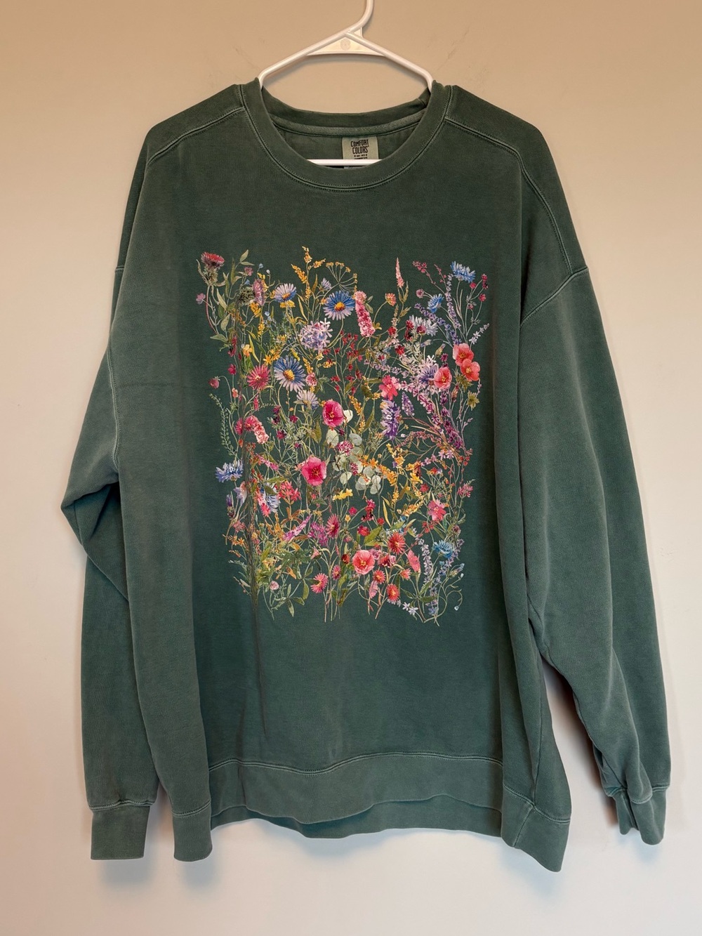 Comfort Colors Women's Wildflower Graphic Sweatshirt Sage Green Size 3XL